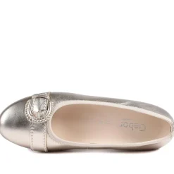 Gabor Leather Ballet Pumps - Gold