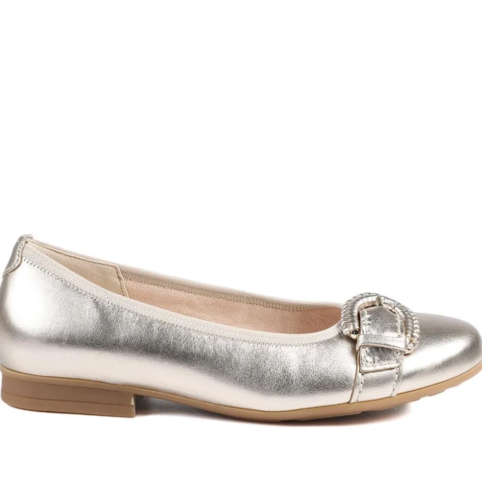 Gabor Leather Ballet Pumps - Gold