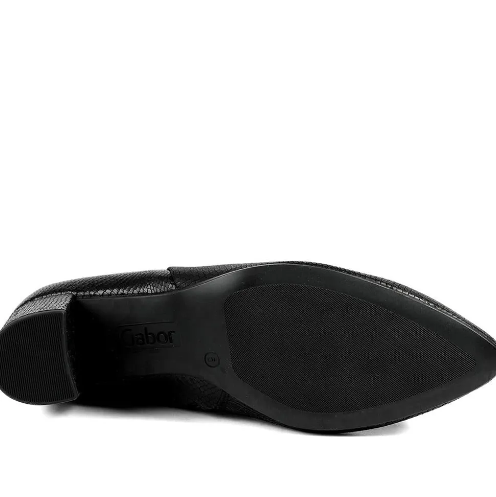 Gabor Leather Block Heel Ankle Boots - Black