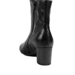 Gabor Leather Block Heel Ankle Boots - Black