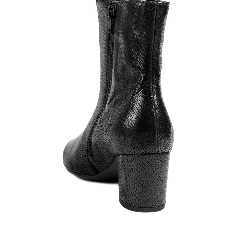 Gabor Leather Block Heel Ankle Boots - Black