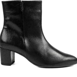 Gabor Leather Block Heel Ankle Boots - Black