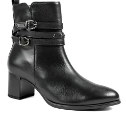 Gabor Leather Block Heel Smart Ankle Boots - Black