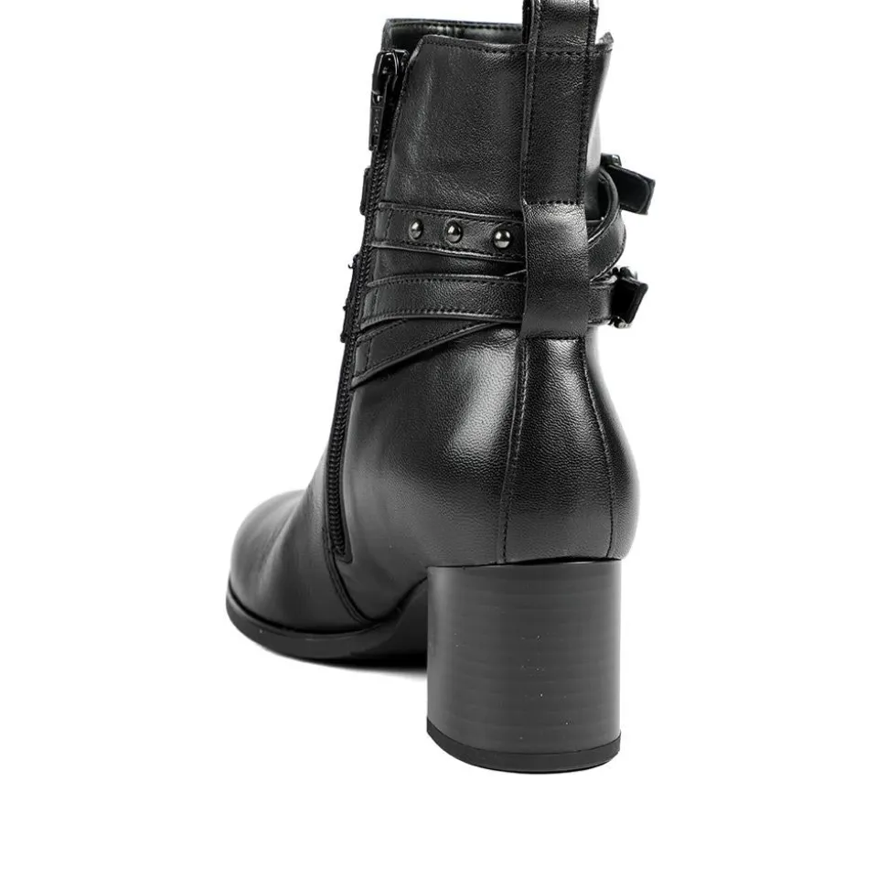 Gabor Leather Block Heel Smart Ankle Boots - Black