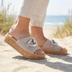 Gabor Leather Platform Sandals - Natural