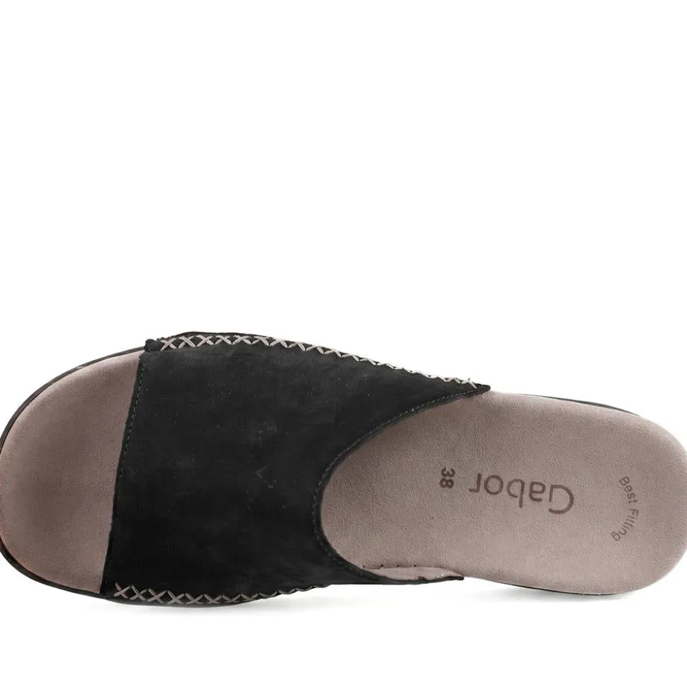 Gabor Leather Slip On Sandals - Black