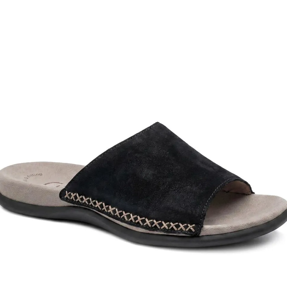 Gabor Leather Slip On Sandals - Black