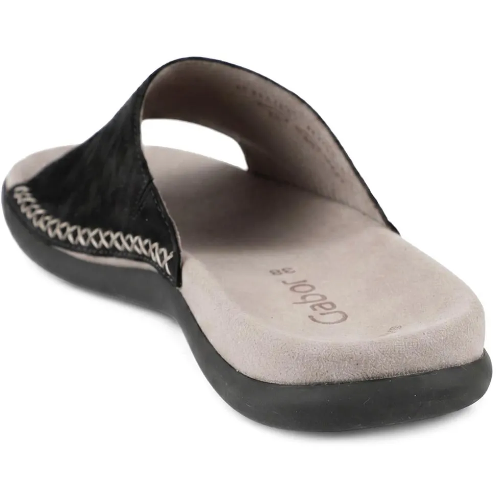 Gabor Leather Slip On Sandals - Black