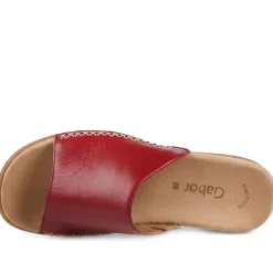 Gabor Leather Slip On Sandals - Burgundy