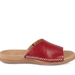 Gabor Leather Slip On Sandals - Burgundy