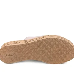 Gabor Leather Wedged Mule Sandals - Taupe