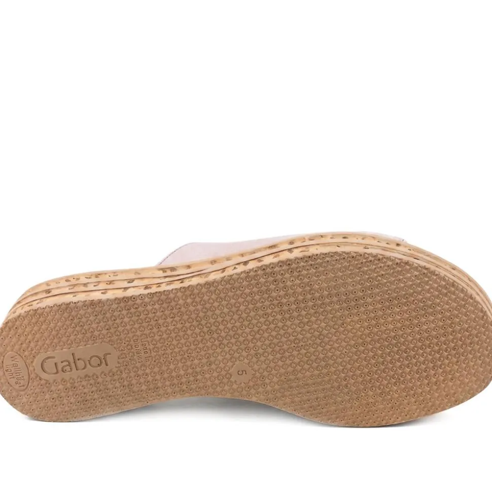 Gabor Leather Wedged Mule Sandals - Taupe