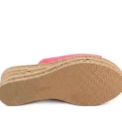 Gabor Leather Wedge Heel Mule Sandals - Fuchsia