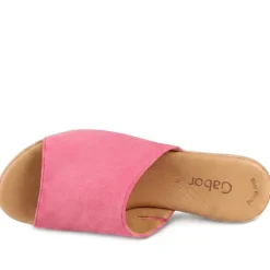 Gabor Leather Wedge Heel Mule Sandals - Fuchsia