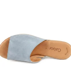 Gabor Leather Wedge Heel Mule Sandals - Pale Blue