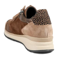 Gabor Leather Zip & Lace Trainers - Espresso
