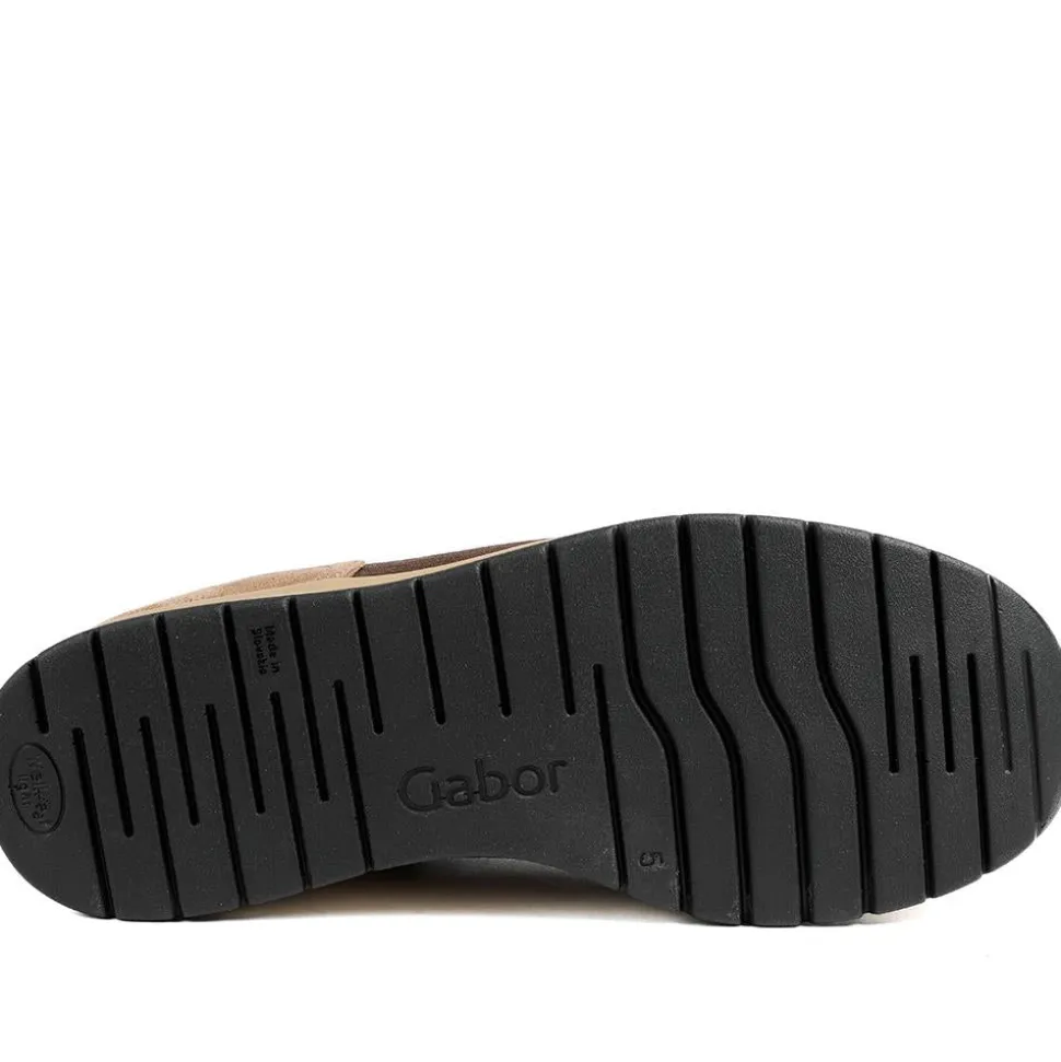 Gabor Leather Zip & Lace Trainers - Espresso