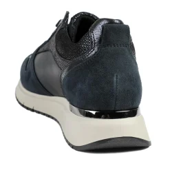 Gabor Leather Zip & Lace Trainers - Navy