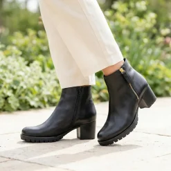 Gabor Leather Zip Up Ankle Boots - Black