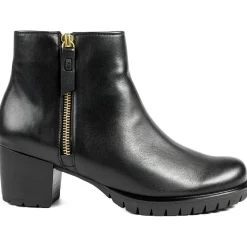 Gabor Leather Zip Up Ankle Boots - Black