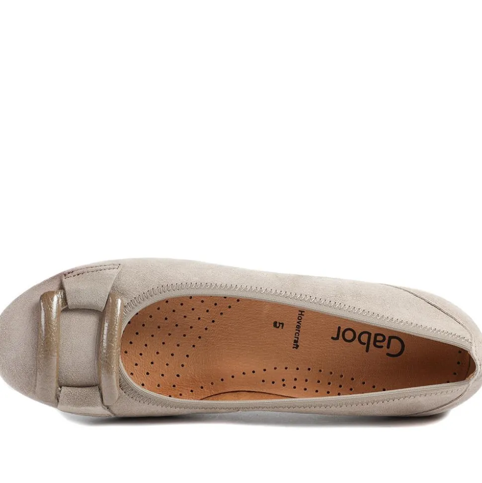 Gabor Raven Leather Ballet Pumps - Sand