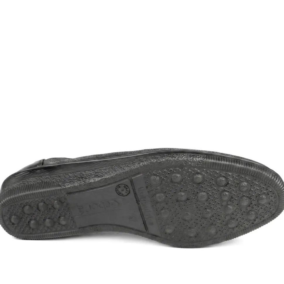 Gabor Wide Fit Leather Chunky Sole Pumps - Black Croc