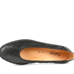 Gabor Wide Fit Leather Chunky Sole Pumps - Black Croc