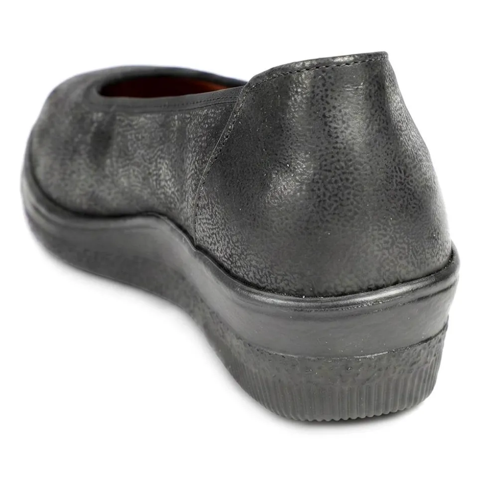 Gabor Wide Fit Leather Chunky Sole Pumps - Black Croc