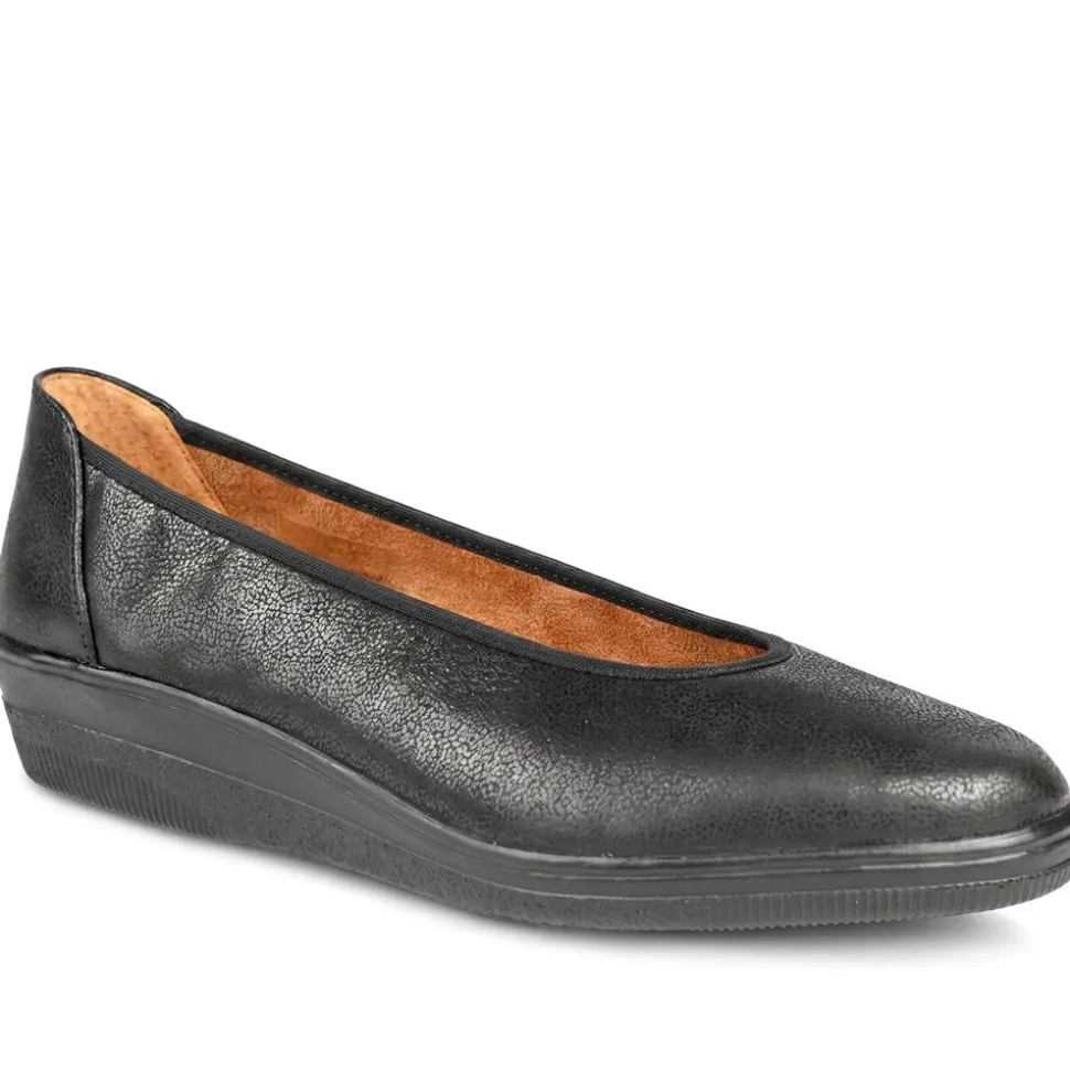 Gabor Wide Fit Leather Chunky Sole Pumps - Black Croc