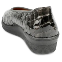 Gabor Wide Fit Leather Chunky Sole Pumps - Brown Croc