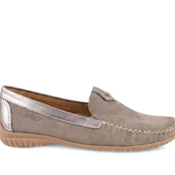 Gabor Wide Fit Leather Comfort Moccasins - Taupe
