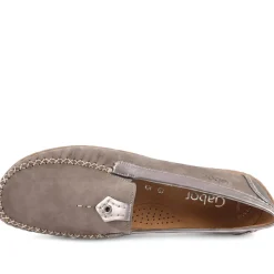Gabor Wide Fit Leather Comfort Moccasins - Taupe