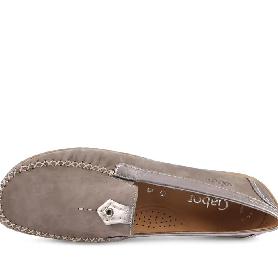 Gabor Wide Fit Leather Comfort Moccasins - Taupe