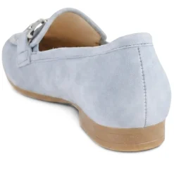 Gabor Wide Fit Leather Loafers With Chrome Snaffle - Pale Blue