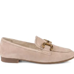 Gabor Wide Fit Leather Loafers With Chrome Snaffle - Sand