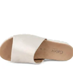 Gabor Wide Fit Leather Platform Mules - Taupe