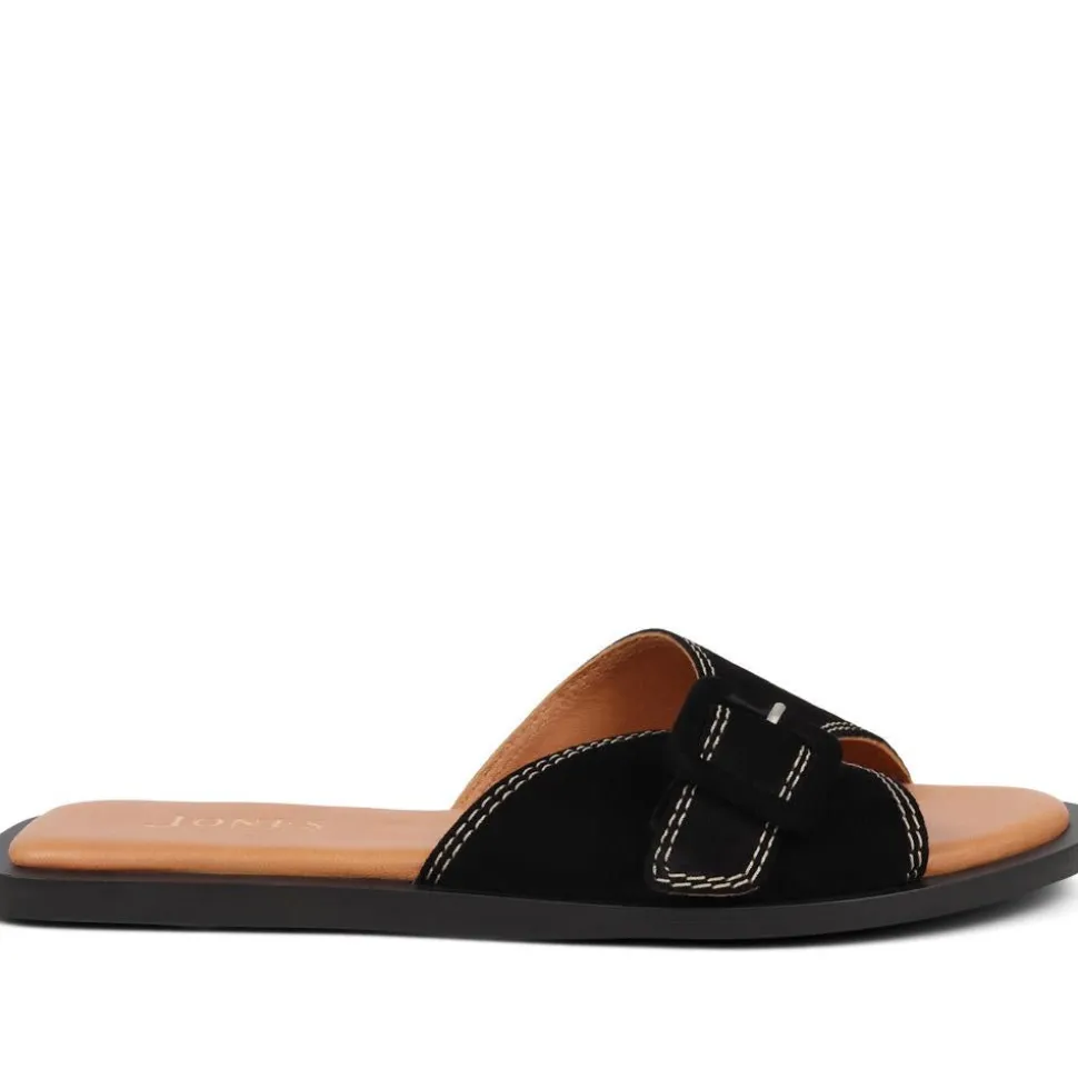 Georgette Leather Mules - Black
