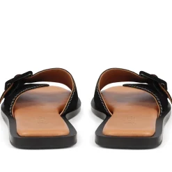 Georgette Leather Mules - Black