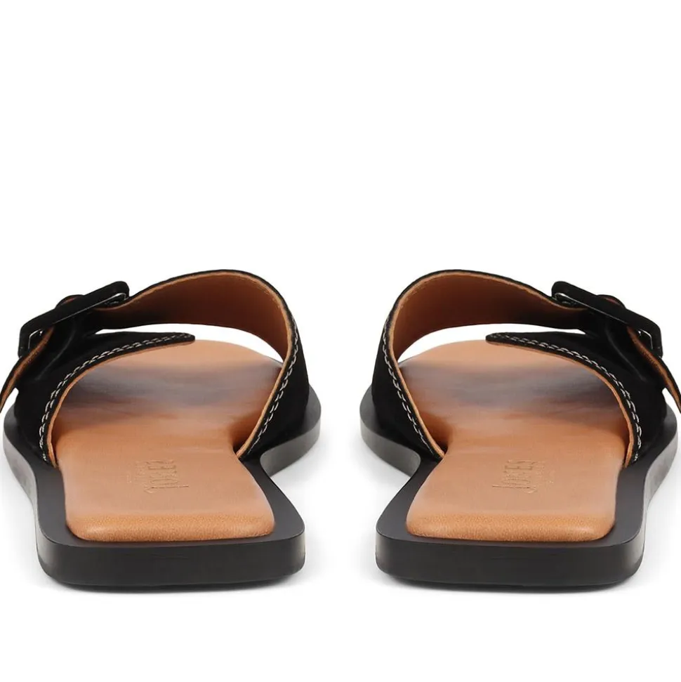 Georgette Leather Mules - Black