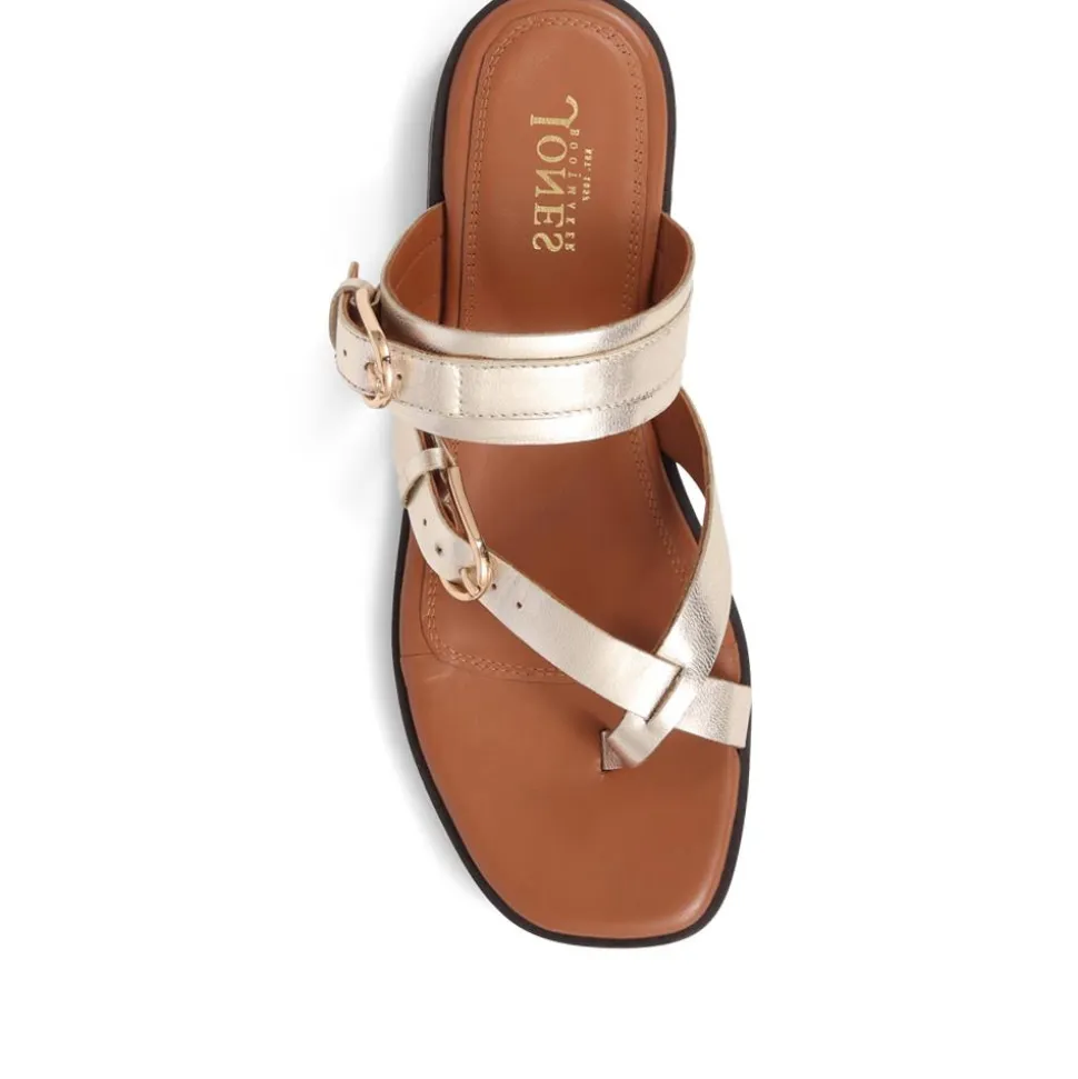 Glint Leather Toe Post Sandals - Gold