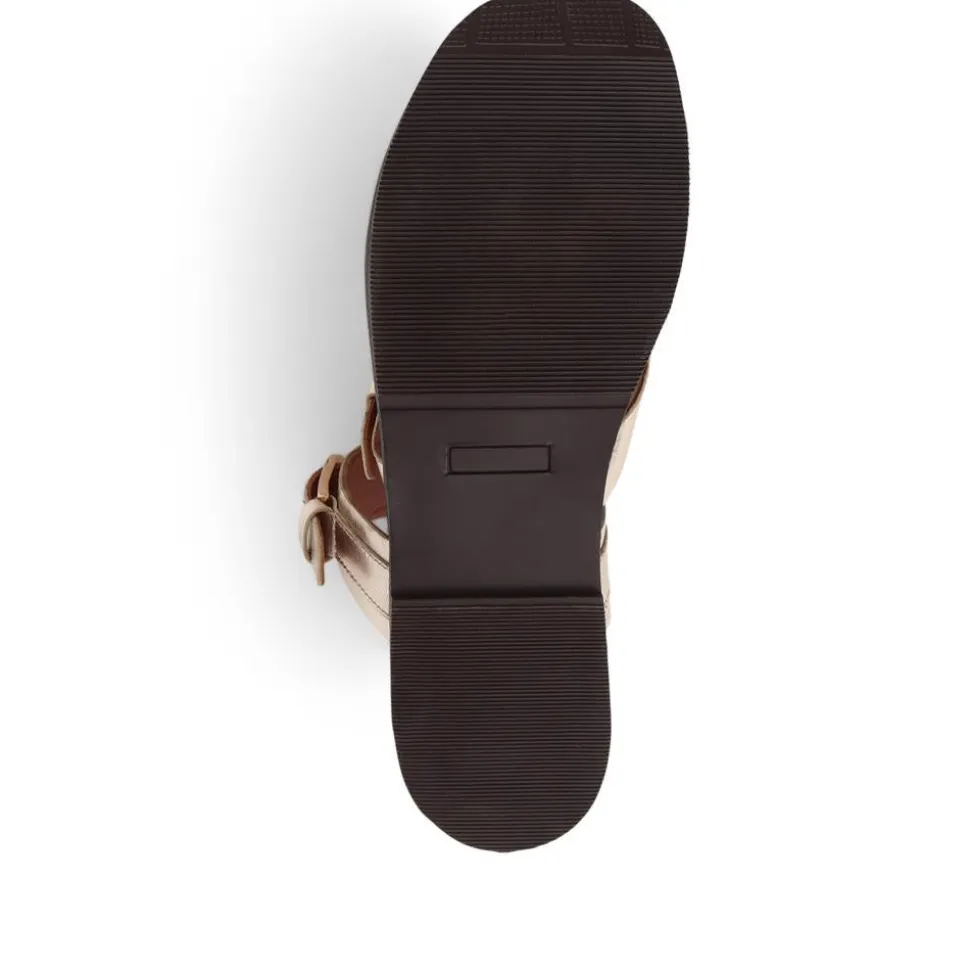 Glint Leather Toe Post Sandals - Gold