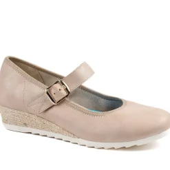 Grippy Adjustable Fasten Mary Janes - Beige