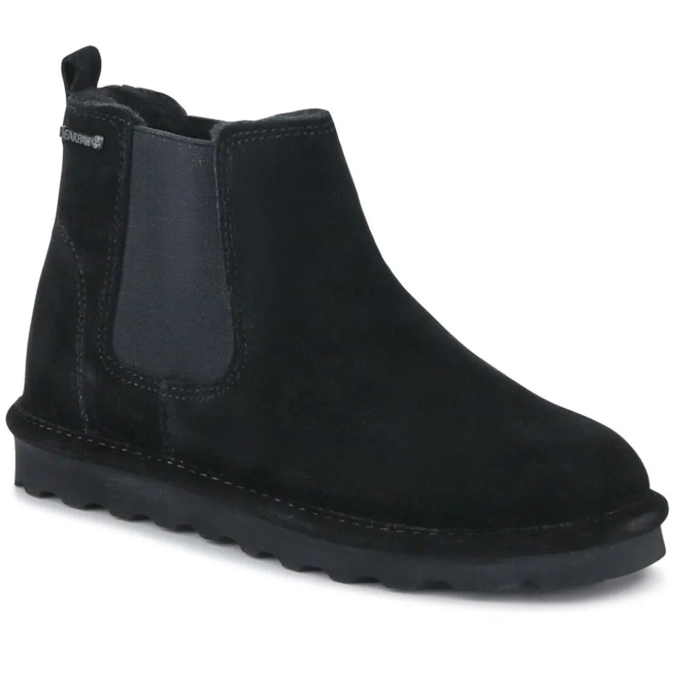 Grippy-Soled Elastic Ankle Boots - Black