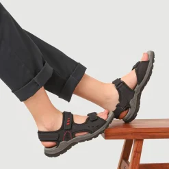 Grip-Soled Touch-Fasten Sandals - Navy