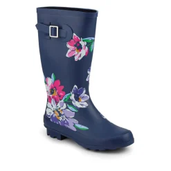 Grip Sole Rubber Wellies - Navy Floral