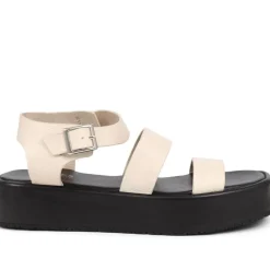 Hailey Leather Platform Sandals - Off White