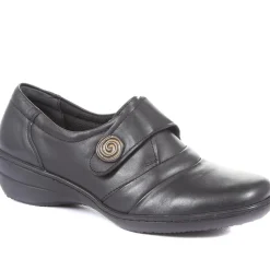 Handmade Leather Shoe with One Touch Strap - Black