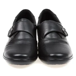 Handmade Leather Shoe with One Touch Strap - Black