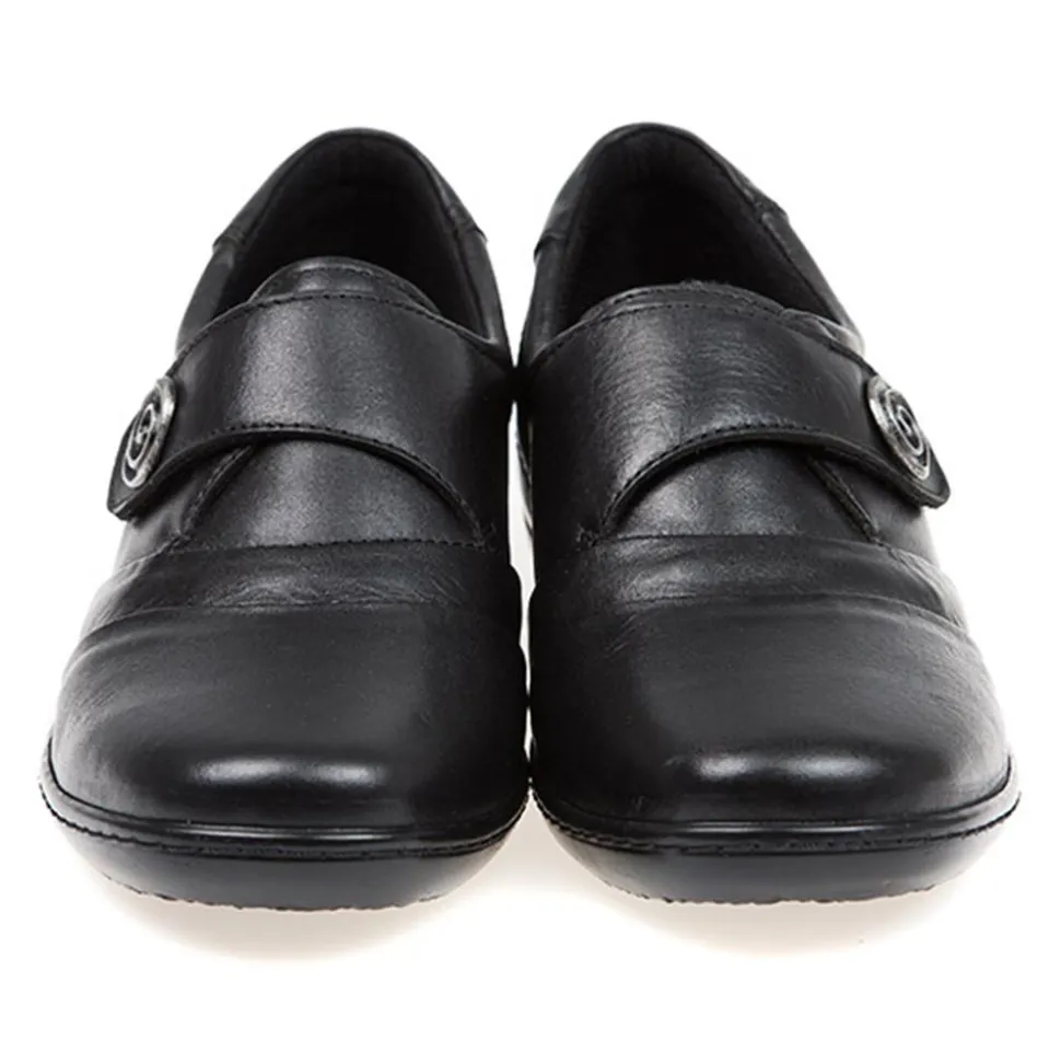 Handmade Leather Shoe with One Touch Strap - Black