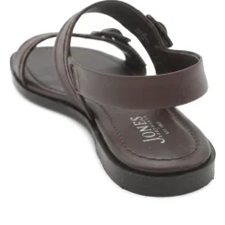Haniya Leather Dual Buckle Fasten Sandals - Brown Leather